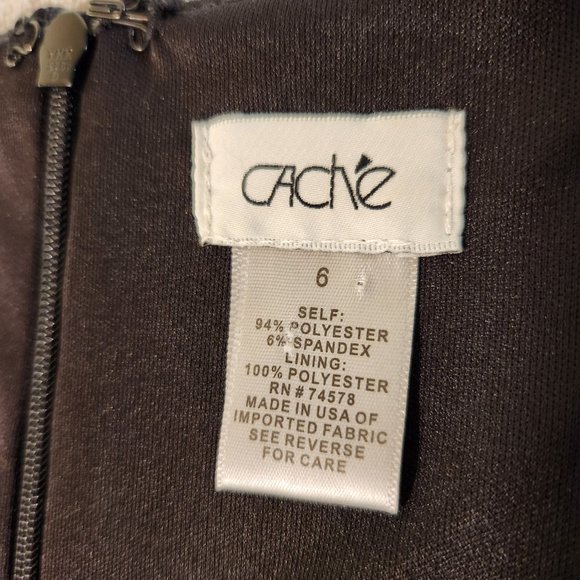 Cache SL Lined Black White Animal Print Sheath Dress 6 - Picture 9 of 14